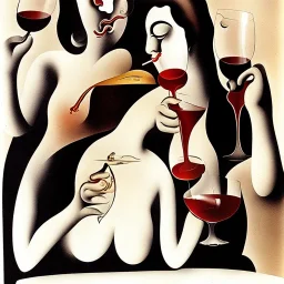 WOMEN DRINKING WINE DALI