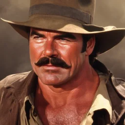 Tom Selleck as Indiana Jones, dramatic light, close up, smoky background, high detail, cinematic, vignette