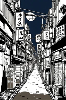 Tokyo alley, line arts, no people