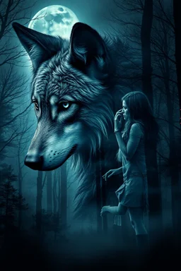 double exposure stunning woman-wolf hybrid portait, forest, moon, smoke, ultra-high detailed, deep dark colors, dark fantasy, intricate detail, cinematic, masterpiece, sharp focus, dark ethereal fantasy, hyperdetailed, atmospheric , dark surreal fantasy