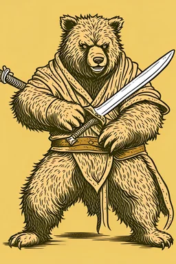 man holding a sword while changing into a bear