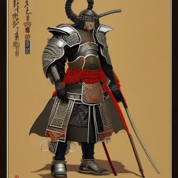 Ukiyo-e Style , Male Samuri in armour