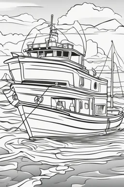 coloring page for kids, BOAT, thick outline, low details, no shading, no color