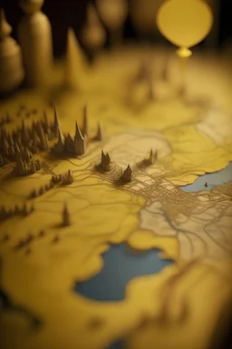 a map of a fantasy kingdom in old parchment hanging on the wall, bokeh like f/0.8, tilt-shift lens 8k, high detail, smooth render, down-light, unreal engine, prize winning