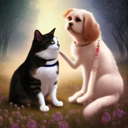 cat and dog in love