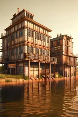 Rustic stepunk #buildings by water in. Mars