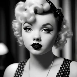 A girl who looks like betty boop and marilyn monroe