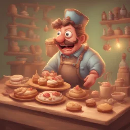 a cartoon character thirty years old confectioner , an ultrafine detailed painting by senior character artist, featured on polycount, sots art, artstation hd, 2d game art, behance hd