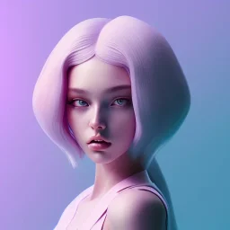 isometric clean art of super cute girl, soft lighting, soft pastel gradients, high definition, 3d icon clay render, blender 3d