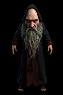 russian monk for a horror , 3d model for a videogame, template, full-length, front face, model, 3d