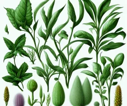 vector plants set illustration. watercolor white backdrop