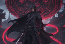 Itachi Uchiha in 8k nier automata artstyle, Uchiha Custom, neon effect, close picture, rain, fantasy world, intricate details, highly detailed, high details, detailed portrait, masterpiece,ultra detailed, ultra quality