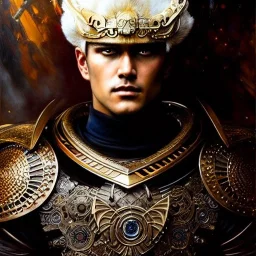 portrait 'Griffith-Berserk',ancient metal armor ,painting by gaston bussiere, greg rutkowski, yoji shinkawa, yoshitaka amano, tsutomu nihei, donato giancola, tim hildebrandt, oil on canvas, cinematic composition, extreme detail,fit full head inside picture,16k