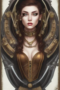 portrait of a steampunk lady on a white background