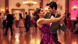 Man and woman in their thirties dancing swing, Art