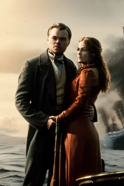 Leonardo dicaprio in titanic and Kate winslate in titanic, big ship Titanic movie poster