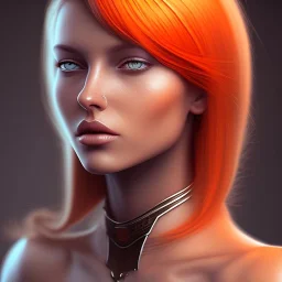 fantasy setting, woman with bicolor hair in shades of orange and white