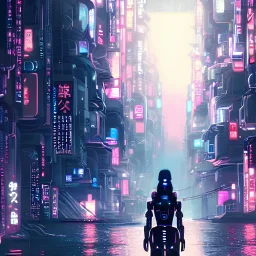 cyberpunk robot in future japan at night, concept art, fine details, studio ghibli, cinematic lighting, ghost-in-the-shell, cyberpunk,sci-fi, fantasy, intricate, elegant, highly detailed, digital painting, trending on artstation, concept art, smooth, sharp focus, illustration, by james gurney and greg rutkowski