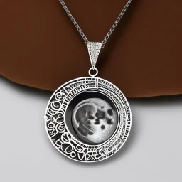 necklace with a simple, elegant design featuring a single, shimmering polyester in moon pendant