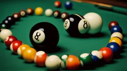 8 ball and cue ball on a pool table