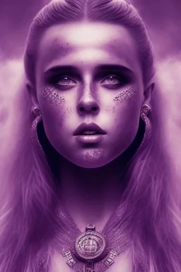  darkness viking, high light ,purple tones,Danish singer MØ face,