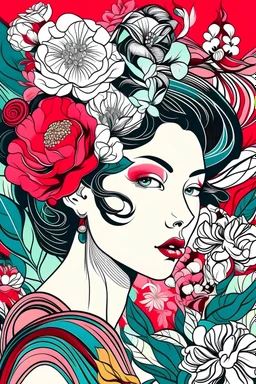 Create a captivating modern poster for a prestigious floral competition using the elegant influences of Art Nouveau, dynamic elements from fashion and design, and bold Pop Art aesthetics.