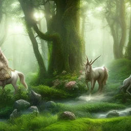 forest glade, unicorn, 8k