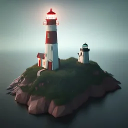 low poly scenery lighthouse by night