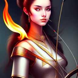 black hair lady archer top with flame