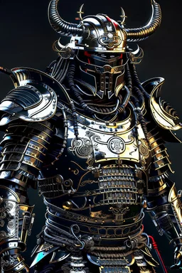 samurai wearing biomechanical armor, photorealistic