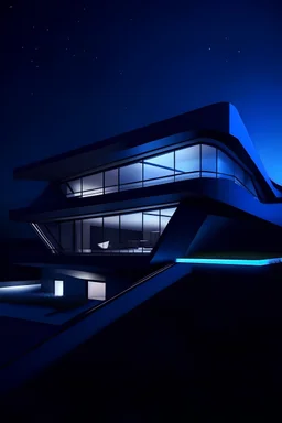 A futuristic house, external, night