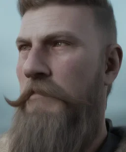 close-up portrait, Viking style, realistic, 8K, a Highly detailed face of a man, beard