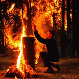 Man worshipping fire