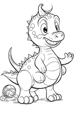 artistic outline for a cute dinosaur page, white background, full body, only use outline, line art, white background, no shadows, clear and good