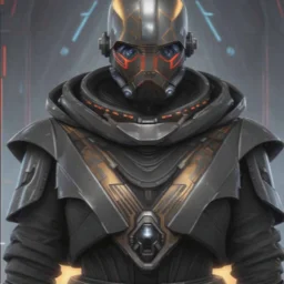 star wars bald male corellian pilot wearing pearlescent black and gunmetal grey First Order special forces heavy assault armor and helmet with gold trim inside the jedi temple, centered portrait, hyperdetailed, dynamic lighting, hyperdetailed background, 8k resolution, volumetric lighting, light skin, fully symmetric details