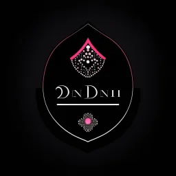 Create a logo with the name Deniz Boutique, dresses inspired by diamonds, baby pink, black background.