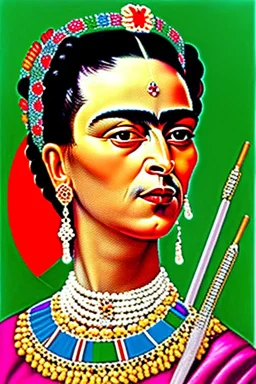 A self portrait of Frida Gallo, but fat