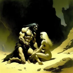 Frazetta . man and a beautifull woman