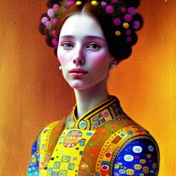 retrato de mujer bella con estilo de Gustav Klimt