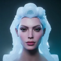 A portrait of a crystalised ices queen, atmospheric, realistic, unreal engine, cinematic lighting, octane render.