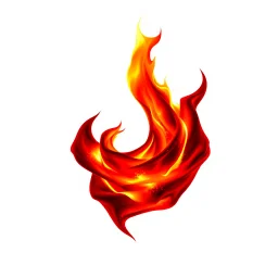 a fire with dark embers, the flames spiral to make the shape of a rose flower(red) , black and red Vector on white background