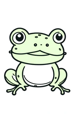 a simple outline of a cute frog, in a drawing style