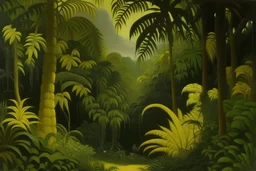 A dark yellow olive jungle painted by Henry-Robert Brésil