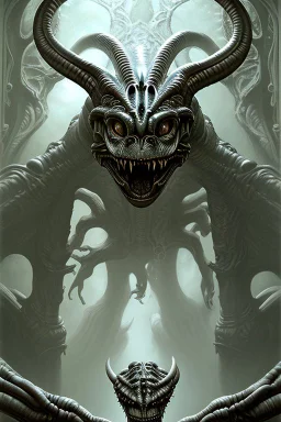 Hodag alien, ultrafine detailed painting, gothic art, grotesque, rococo, intricate, 8k, David Seidman, Luis Royo, Anne Stokes, George Grie, Laura Sava