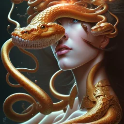 sango fantasy, fantasy magic, intricate, sharp focus, illustration, highly detailed, digital painting, concept art, matte, art germ and Boris Vallejo and kehinde wiley, masterpiece snake head long leg Asian sexy body brown pretty lips