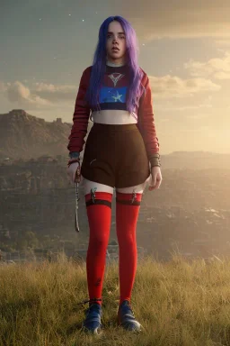 Billie Eilish, in stockings