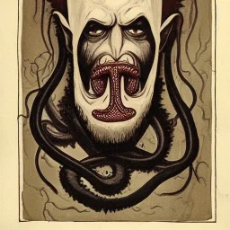 Nosferatu with a fleshy tentacle beard and leech mouth as a Russian Orthodox