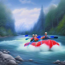 rafting down raging river, fine pen, puzzle