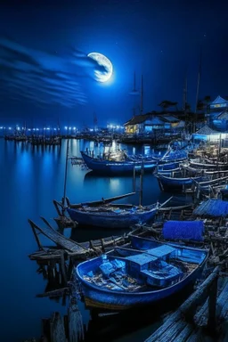 Labuhan Bajo Indonesia at blue hour by the moonlight