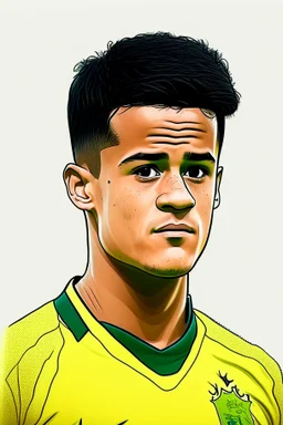 Philippe Coutinho Brazilian football player ,cartoon 2d